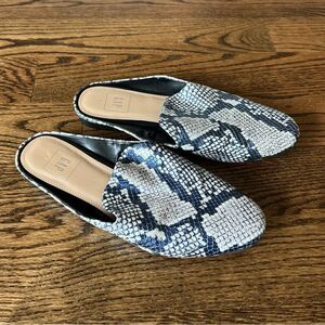 GAP Vegan Leather Snake Print Black and Gray Slip-On Mule Flats